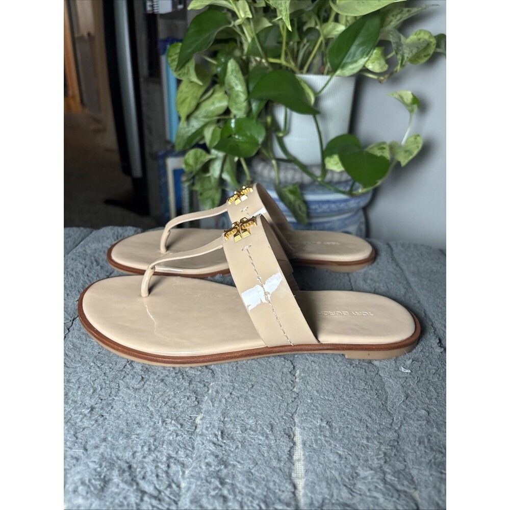 Tory Burch MINI EVERLY FLAT THONG SANDAL IVORY WOMENS SIZE 7.5M - Picture 7 of 11